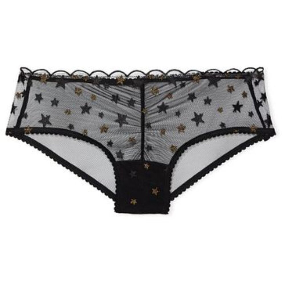 New! Victoria's Secret The Lacie Black Sheer Mesh Cheeky Panty 10403